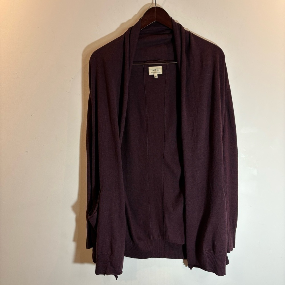 WILFRED Sz S Open Front Cardigan Silk Cotton Cashmere Blend With Pockets Aritzia